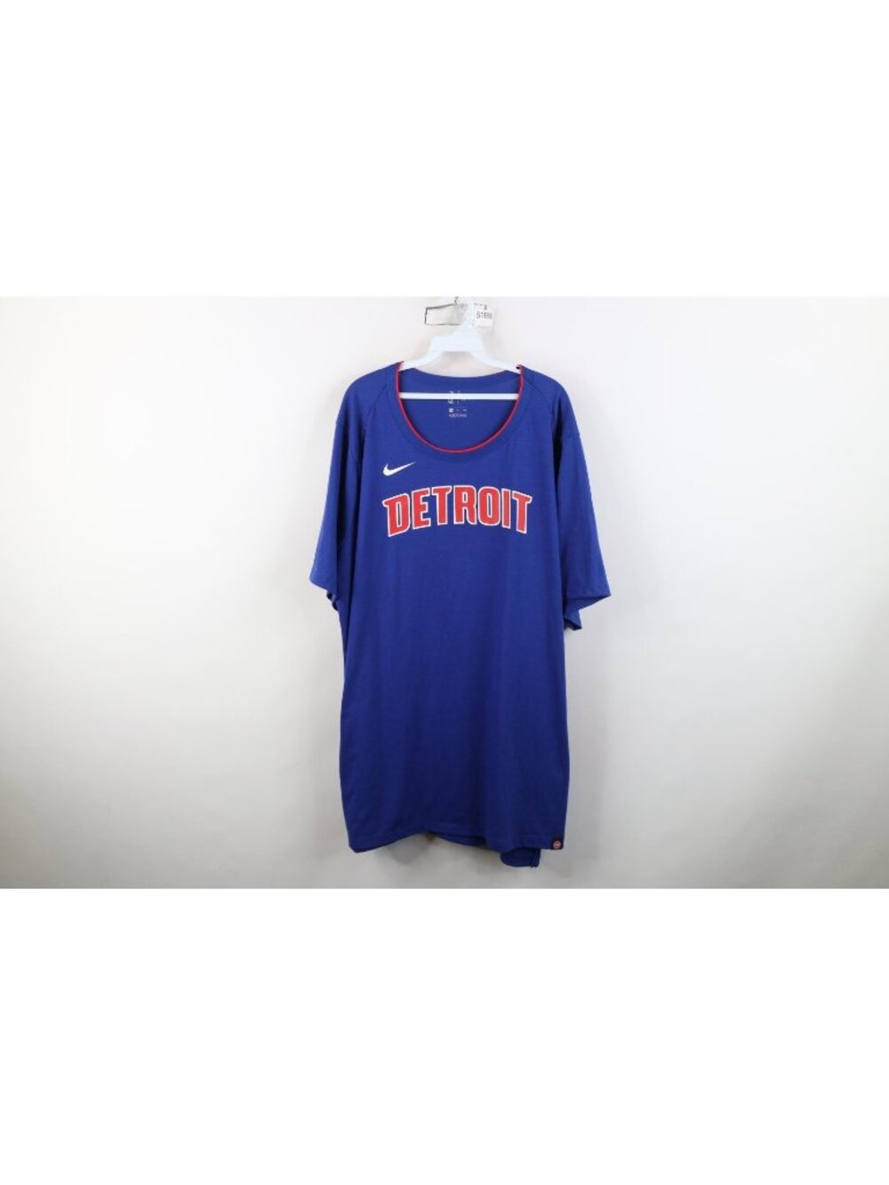 Nike NBA Mens 2XL XXL Spell Out Detroit Pistons Basketball Knit T-Shirt Blue